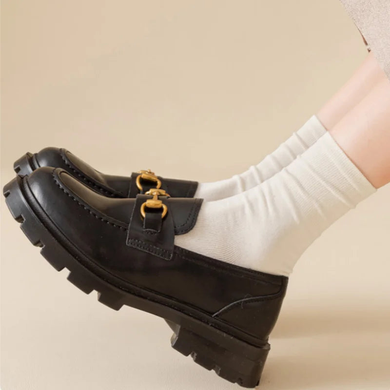 1/5 Pairs Cotton Socks Women Seamless Soft Crew Socks Medium Tube Long Loose Casual Solid Color Anti-Pilling Breathable-belleandkai.com