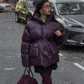 2024 Women Winter Coats Thick Warm Cotton Parkas Loose Stand Collar Long Sleeve Hooded Outerwears 2024 Lady Casual Commuter Coat-belleandkai.com