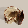 Straw Tote Bag for Women Large Capacity Woven Shoulder Bag with PU Purse Beach Summer Bag Clutch Purse for Vacation Travel-belleandkai.com