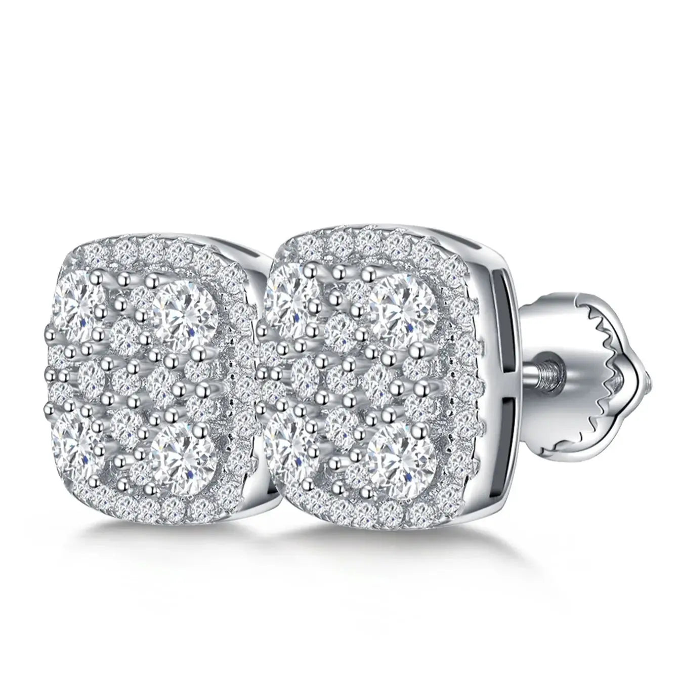 Cushion Earrings Moissanite Stud Earring for Woman Full Diamond Earring Engagemet New 2025-belleandkai.com