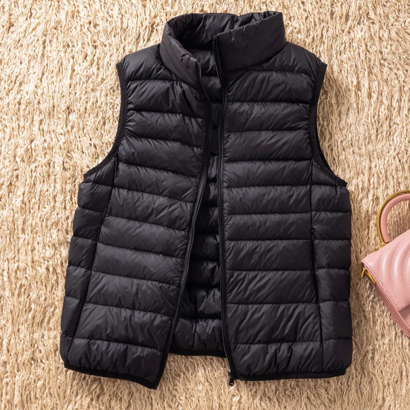 12 Colors 90% White Duck Down Women Sleeveless Jackets 2023 New Arrivals Female Ultra Lightweight Packable Vest Women Coats-belleandkai.com