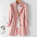 Slim Fit Long Coat Jacket Women's Casual Khaki Color Autumn Winter Outerwear Full Sleeve Chinese Brand Fashionable Windbreaker-belleandkai.com