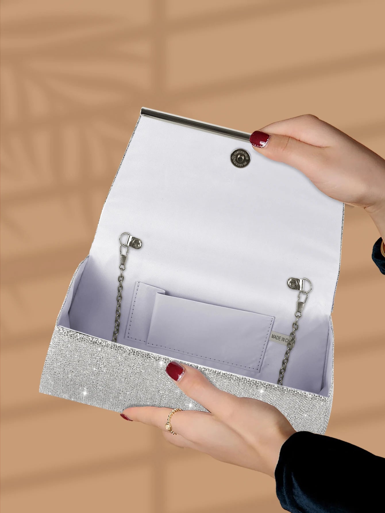 This shiny and luxurious pleated evening bag is a great choice for party girls, office workers and also makes a great gift.-belleandkai.com