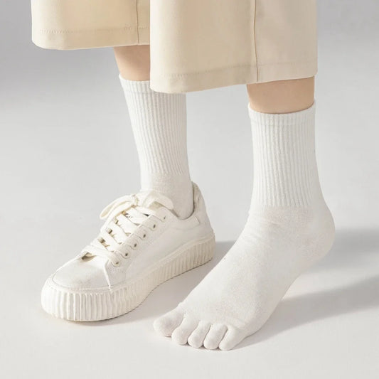 5 or 10 Pairs Women Sports Toe Socks with Separate Fingers High Tube Five Finger Cotton Crew Socks Yoga High Quality-belleandkai.com
