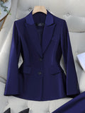 Fashion Ladies Blazer Women Orange Navy Pink Solid Long Sleeve Female Business Work Wear Slim Formal Jacket For Autumn Winter-belleandkai.com