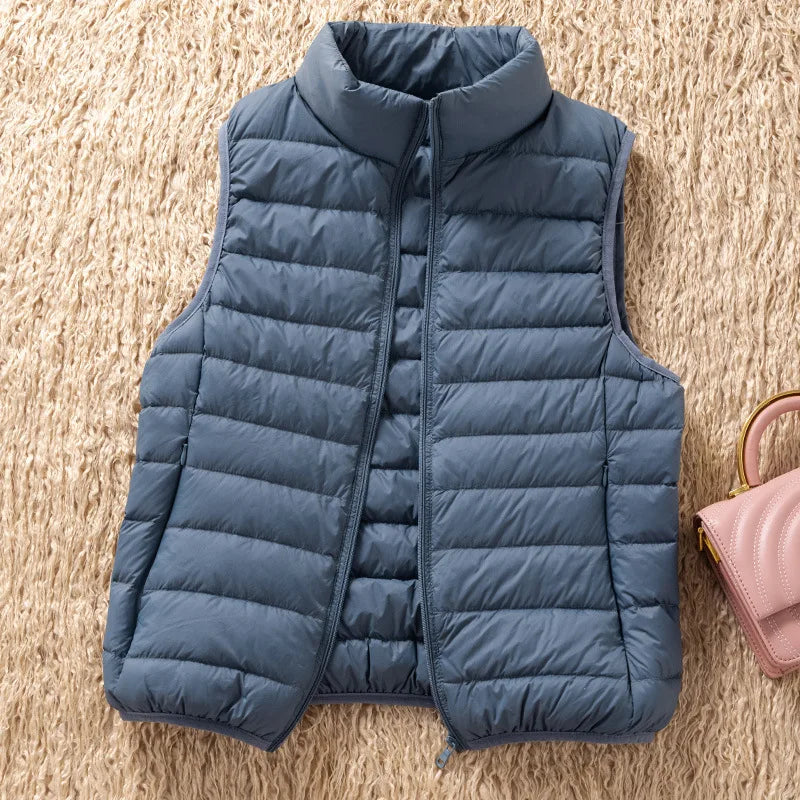 12 Colors 90% White Duck Down Women Sleeveless Jackets 2023 New Arrivals Female Ultra Lightweight Packable Vest Women Coats-belleandkai.com