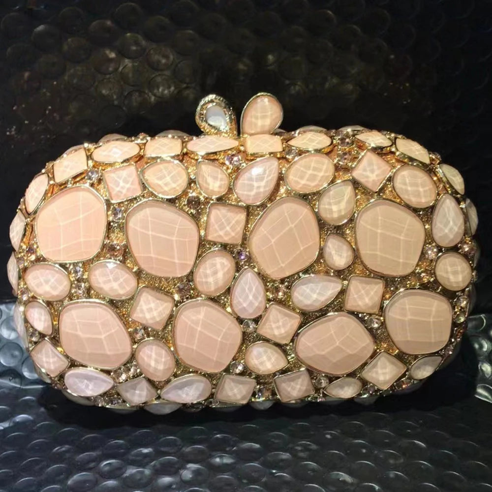 WHTUOHENLarge Silver Stones Wedding Dress Purses Women Bridal Crystal Handbags Rhinestone Party Prom Evening Clutches Minaudiere-belleandkai.com