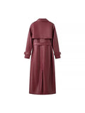 2025 Women New Fashion With Belt Long style Single Breasted Faux Leather Coat Vintage Long Sleeve Pockets Female Outerwear-belleandkai.com