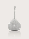 Elegant and luxurious rhinestone-encrusted evening bag and clutch, paired with a four-piece necklace, earrings and bracelet.-belleandkai.com