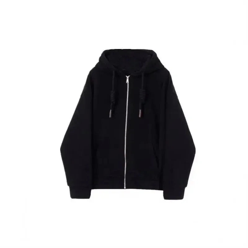 Loose Zipper Hoodie Women's Spring Autumn Thin Style Student Casual Wear Purple Sweatshirt Korean Lazy Fashion Versatile Outerwe-belleandkai.com