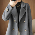 Women's Woolen Coat Short Autumn Winter Loose Fit Suit Collar Outerwear Trendy Fashion Casual Wear Full Sleeve Origin China-belleandkai.com