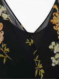 European style new women's fashion versatile temperament suspender print sleeveless v-neck long dress-belleandkai.com
