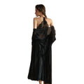 Fashion Leopard Print Neck Hanging Nightgown for Women Sexy Lace Backless Slit Sleepwear Luxury  Nightgown Set   Sexy Nightdress-belleandkai.com