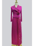2025 Miyake Pleats Wholesale New Dresses Printed Suit Collar Fake Two Temperament Loose Women's Dress-belleandkai.com
