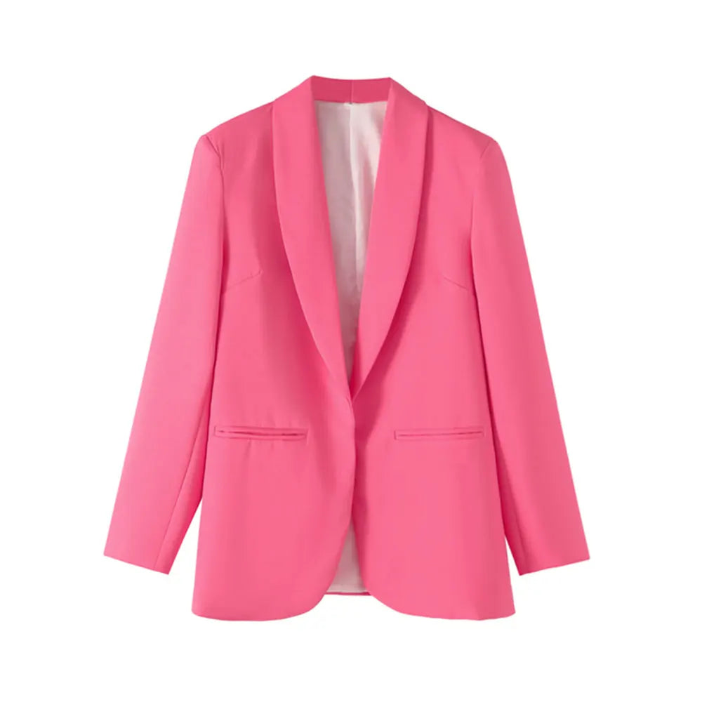 TRZA Women's Fashion Front Open Blazer Coat Long Sleeve Office Wear with Welt Pockets Chic Female Outerwear Top-belleandkai.com