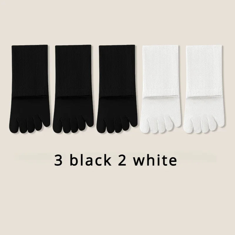 5 or 10 Pairs Women Sports Toe Socks with Separate Fingers High Tube Five Finger Cotton Crew Socks Yoga High Quality-belleandkai.com