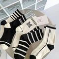 5 Pairs/Lot Socks Women's Cotton Print Short Ankle Set White Sports Cycling Running Compression Summer Breathable-belleandkai.com