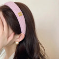 French Sweet Woven Headband for Women Elegant Knit Hair Accessories Pink Headbands Sweet Girl Wide Edge Hair Bands-belleandkai.com