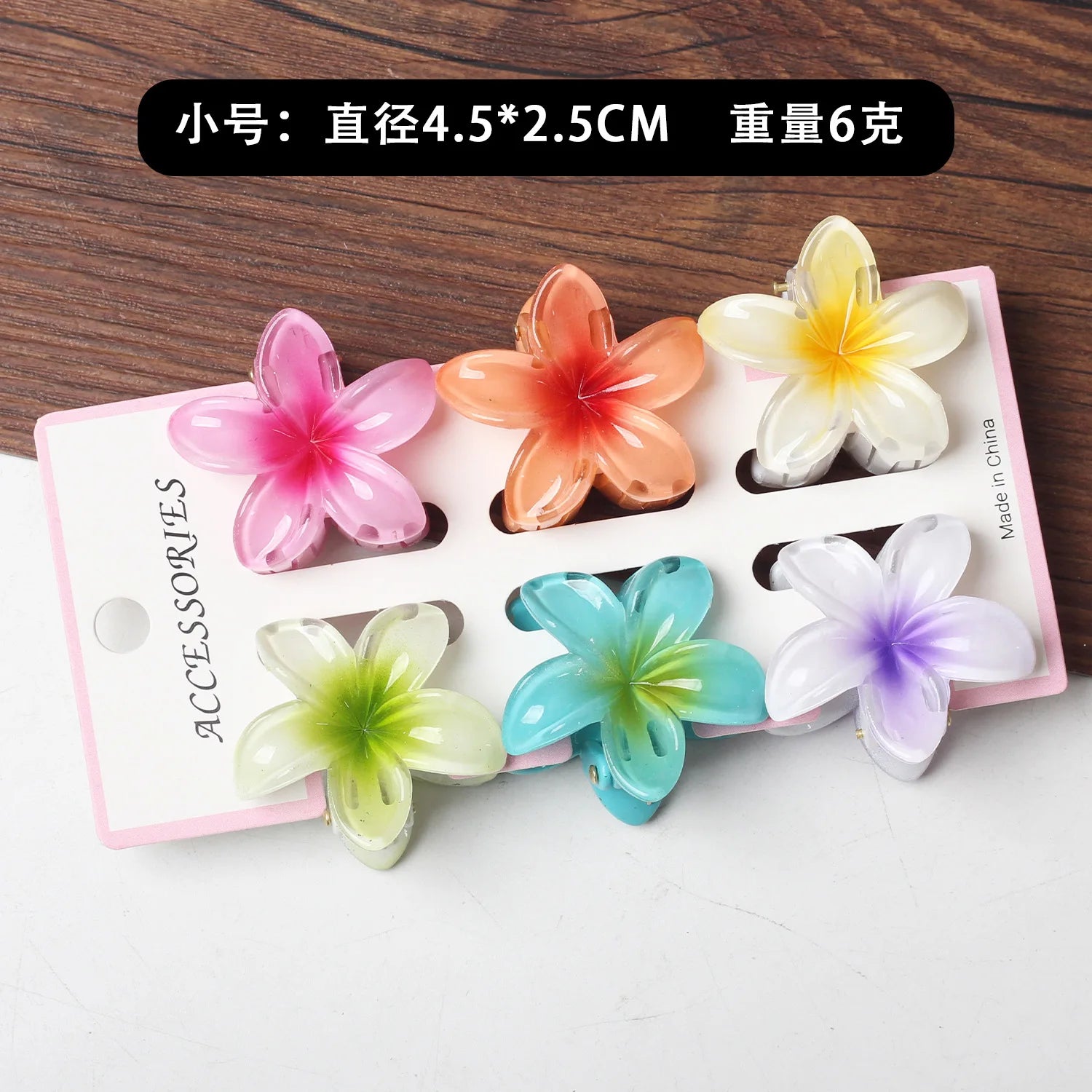 6Pcs Fashion Colorful Transparent Flower Small Hair Claw Clips clamp Hairpin Barrette for Thick Thin Hair Accessories for Women-belleandkai.com