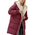 Womens Winter Warm Coats Sherpa Fleece Lined Long Hooded Puffer Jacket-belleandkai.com