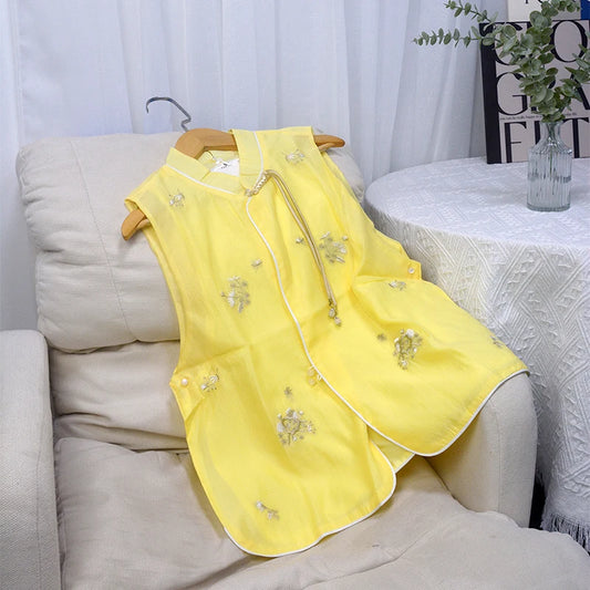 Chinese Style Embroidered Vest Fashion Vest Coat Temperament Vintage Women's Clothing Summer Sleeveless Top-belleandkai.com