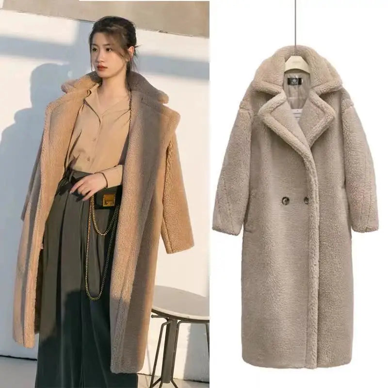 Casual Loose Autumn Women Jacket Winter Teddy Coat Woman Faux Fur Coat Female Plush Thick Warm Fleece Long Jacket Oversized-belleandkai.com