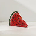 Alizekerr Pizza Shaped Diamond Evening Clutch Bags 2024 New Gorgeous Unique Metallic Watermelon Rhinestone Purses Wedding Party-belleandkai.com