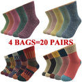 5 Pairs/Lot Wool Socks Women Winter Japanese Harajuku  Bohemian Cashmere Warm Colorful Socks Ladies Girl Christmas Gift 5 Styles-belleandkai.com