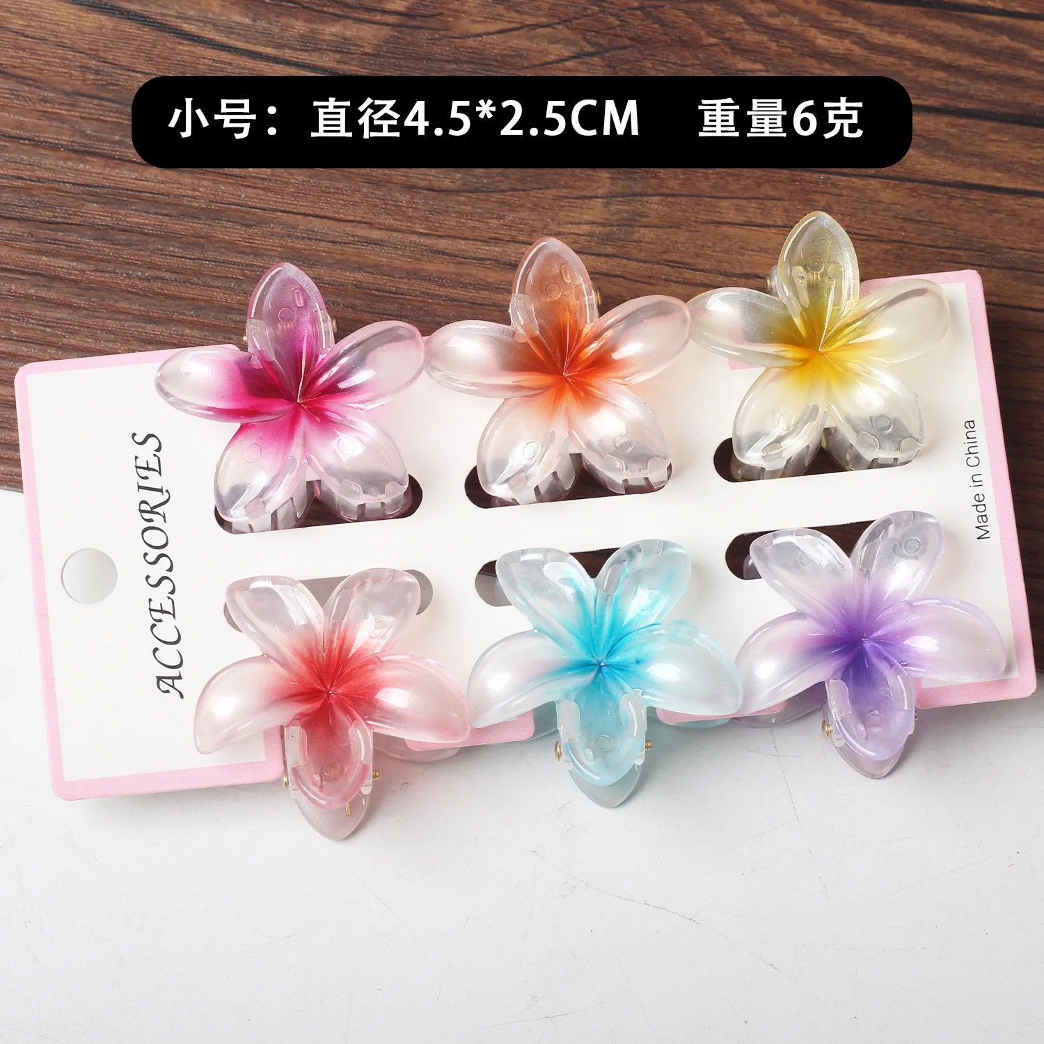 6Pcs Fashion Colorful Transparent Flower Small Hair Claw Clips clamp Hairpin Barrette for Thick Thin Hair Accessories for Women-belleandkai.com