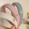 French Sweet Woven Headband for Women Elegant Knit Hair Accessories Pink Headbands Sweet Girl Wide Edge Hair Bands-belleandkai.com