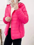 Minimalist Light Weight Women Down Cotton Jackets 2024 New Winter Korean Style Hooded Quilted Parkas Female Windbreaker Outwear-belleandkai.com