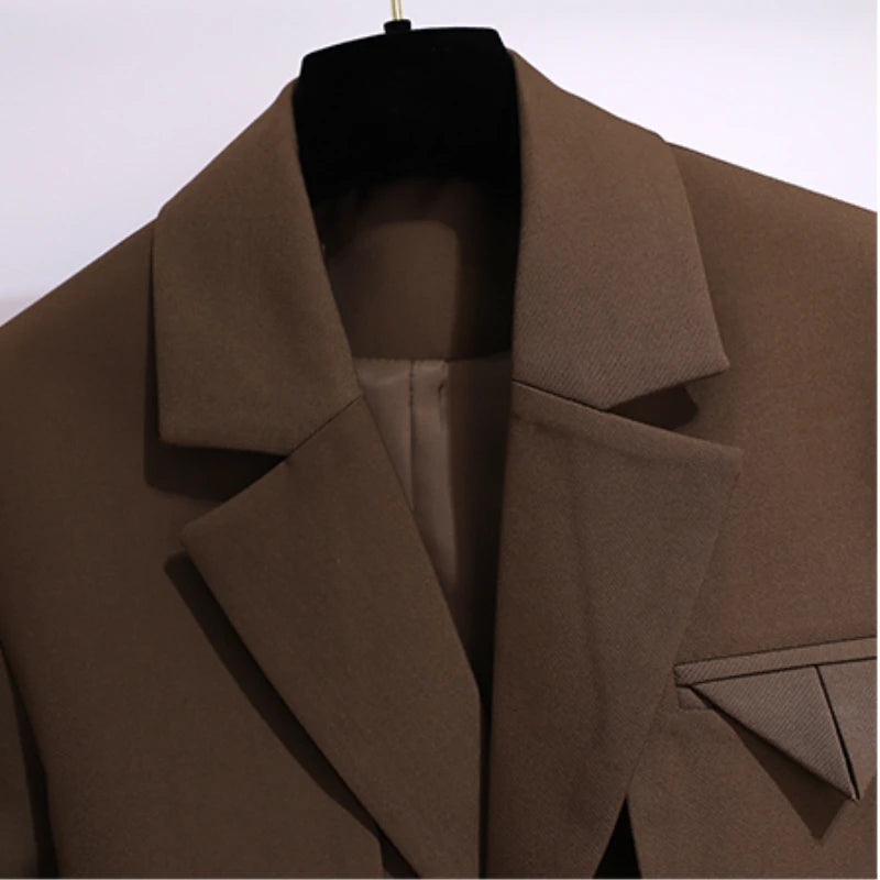 Korean Fashion Blazers Women Coats Spring Autumn Lace-Up Solid Jackets Women's Clothing Elegant Blazers for Women Tailored Coat-belleandkai.com