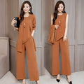 Plus Size Women's Loose-Fit Long Sleeve Vestbell Bottoms New Spring Autumn Suit Fashion Outfit Three-Piece Set Clothing-belleandkai.com