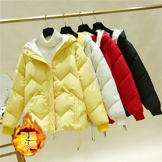 2024 New Winter Coat Women Down Cotton Jacket Lightweight Warm Loose Cotton Padded Jackets Casual Black Red Outerwear Female-belleandkai.com