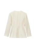 TRZA Women's Chic V-Neck Blazer Coat with Belt Long Sleeve Snap-Button Fashion Outerwear Top-belleandkai.com