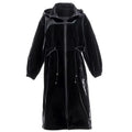 Mauroicardi Spring Waterproof Shiny Reflective Black Hard Patent Faux Leather Coat Women with Detachable Hood Zip Up Streetwear-belleandkai.com