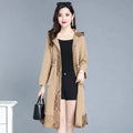 Spring Autumn New Solid Color Hooded Long Sleeve Windbreaker Women High Street Zipper Pockets Patchwork All-match Chic Coat-belleandkai.com