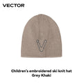 VECTOR Children's Embroidered Ski Knitted Hat Solid Color for Warmth, Warmth, Comfort, and Skin Friendly Trend Versatile-belleandkai.com