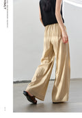 VIMLY Summer Long Baggy Pant 2025 Women's Elastic High Waist Loose Wide Leg Casual Full Length Trouser Woman Clothing M9877-belleandkai.com