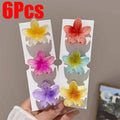 6Pcs Hawaiian Gradient Hair Clips Flower Hair Claws Women Hair Accessories Small Size Fashion Headwear Hairpin Crab Barrette-belleandkai.com