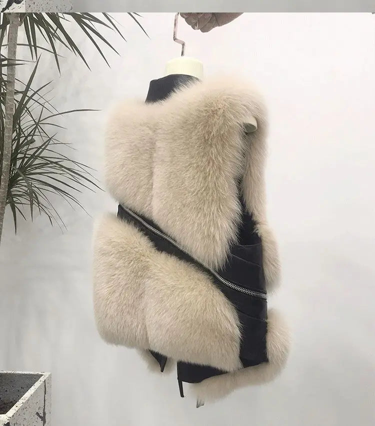 Fur Coat Women's Vest Short Clothing Autumn Winter Patchwork Slim Fashion Versatile-belleandkai.com