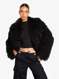 Women's Light gray Mongolian Fur Jacket – Real Sheepskin, Fluffy Short Coat, Winter Fashion Outerwear for Elegant Look-belleandkai.com