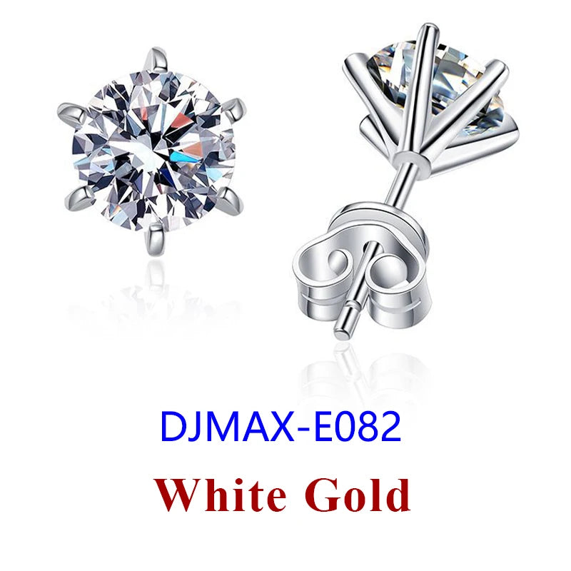 DJMAX 0.5-2ct Moissanite Diamond Stud Earrings for Women Original 925 Sterling Silver Lady's Moissanite Earring New 2025-belleandkai.com
