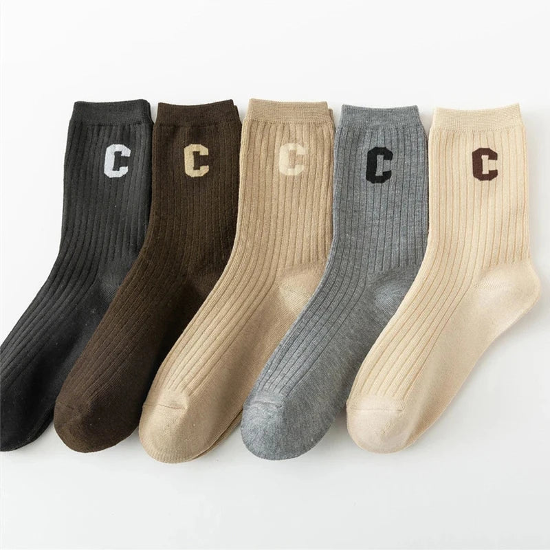 5 Pairs/Lot Socks Women's Cotton Print Short Ankle Set White Sports Cycling Running Compression Summer Breathable-belleandkai.com