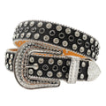 Skull Rhinestone Belts For Women Men Y2K Leather Strap Crystal Studded Western Cowgirl Cowboy Diamond Bling Bling Belt-belleandkai.com
