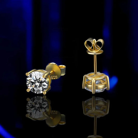 Hot Moissanite Studs 6 prong Earrings Pass Diamond tester For Men Women 18K Platinum Plated Bride Wedding Gemstone 925 Silver-belleandkai.com