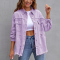 Fashion Broken Holes Solid Color Denim Jacket Ladies Comfortable Casual Loose Button Cardigan Coat Streetwear Women's Outerwear-belleandkai.com