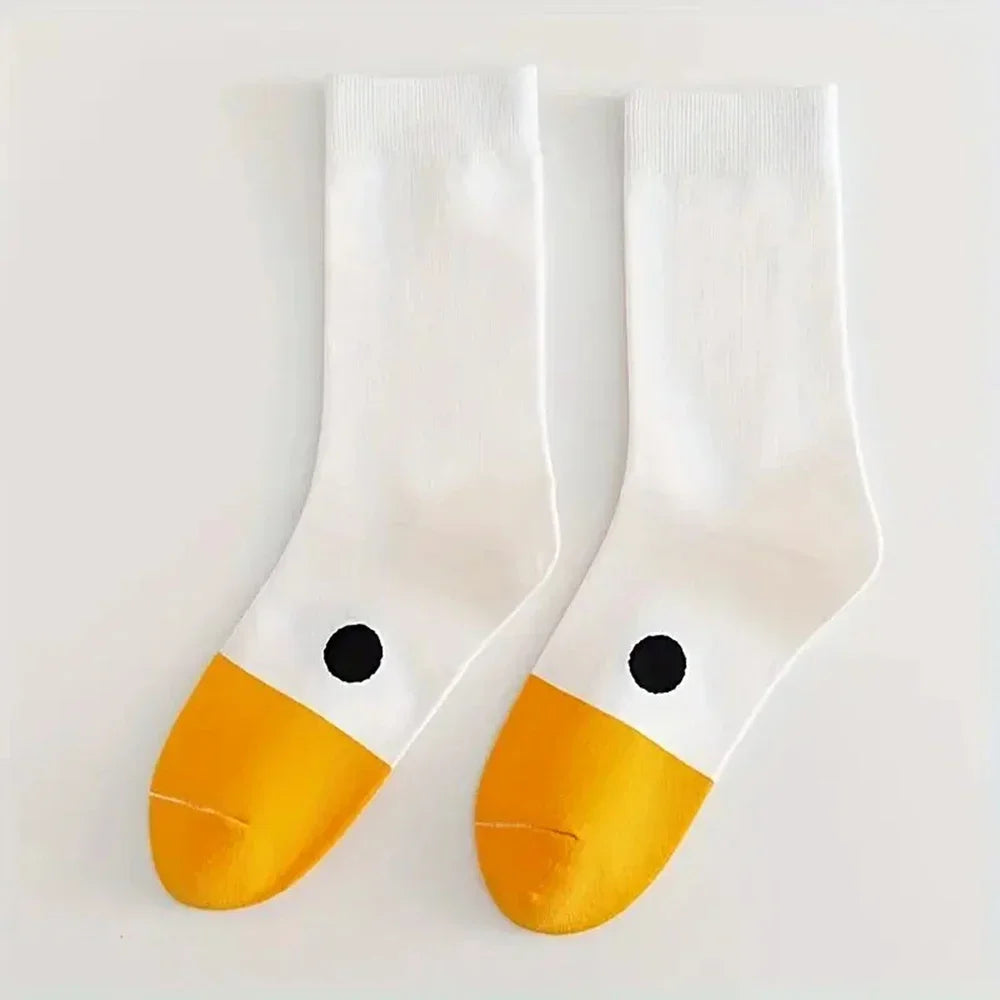 10 Pairs Cartoon Women Socks Fashionable And Versatile Cute Design Funny Goose Breathable Soft Comfortable Women Casual Socks-belleandkai.com