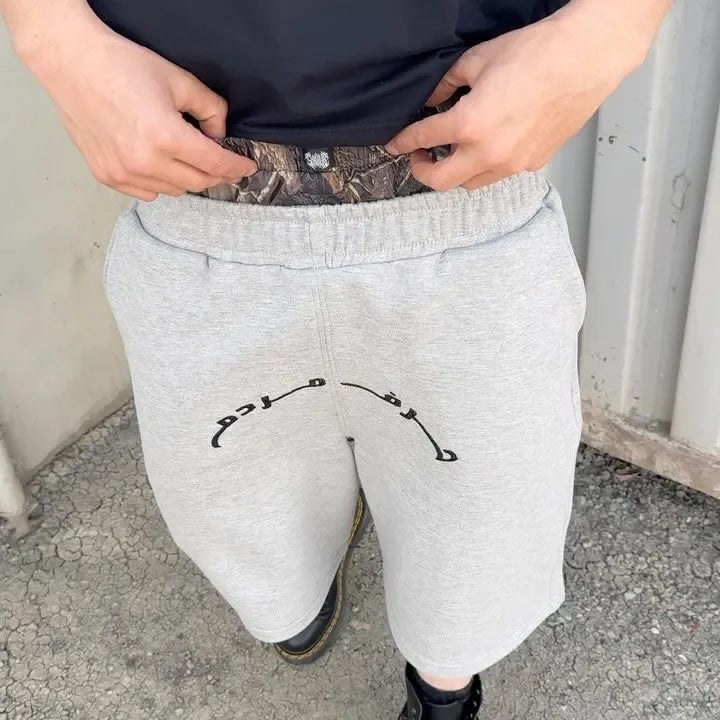 Y2K Double Waist Shorts Popular Trendy Brand New Embroidery Pattern Casual Shorts Women Harajuku Hip Hop Oversize Sports Shorts-belleandkai.com
