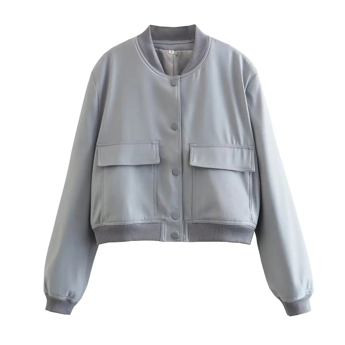 Willshela Women Fashion Solid Bomber Jackets Coat With Pockets V-Neck Single Breasted Long Sleeves Female Chic Lady Outfits-belleandkai.com
